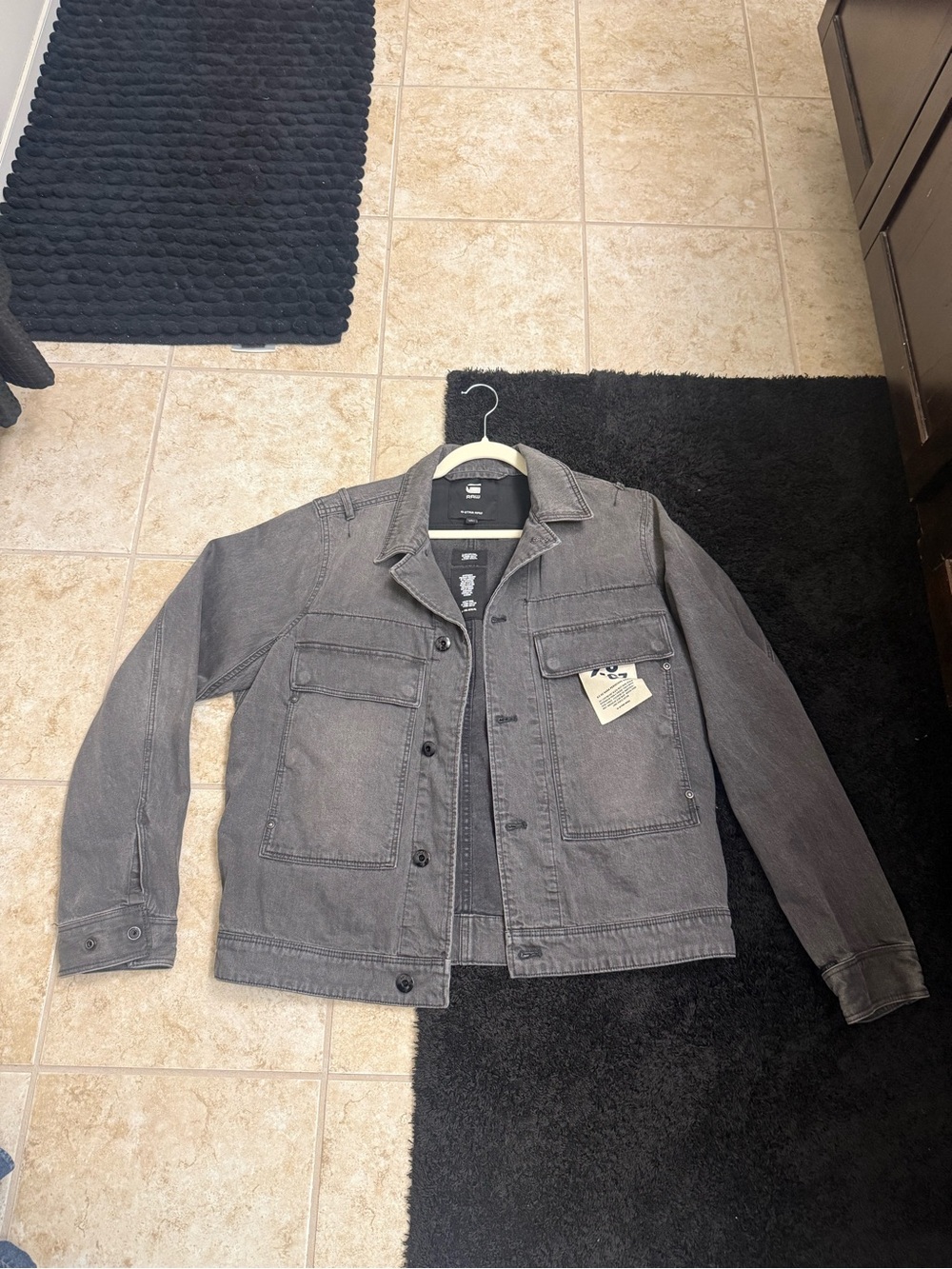 G-Star Men's Gray Shirt Jacket with Front Patch Pockets